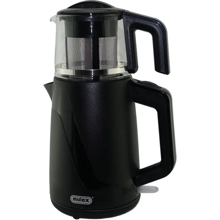 Mulex Tea-Express, Elektrischer Teekocher mit 1L Teekanne und 2L Wasserkocher, schwarz, 1650 W, energieeffizient