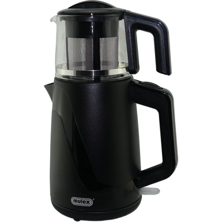 Mulex Tea-Express, Elektrischer Teekocher mit 1L Teekanne und 2L Wasserkocher, schwarz, 1650 W, energieeffizient