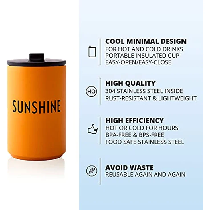 Design Letters Thermobecher 350ml SUNSHINE | muttertagsgeschenk | Dänisches Design Kaffeebecher zu geschenke für mama | Mama tasse | Thermo Kaffeebecher to Go | Verwendung als travel mug – Bild 3