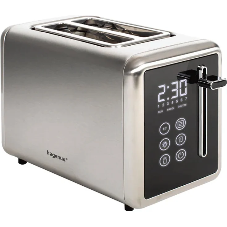 Hagenuk Digitaler Toaster 850W, LED-Display, 7 Toastprogramme, Countdowntimer, extra breite Brotschlitze