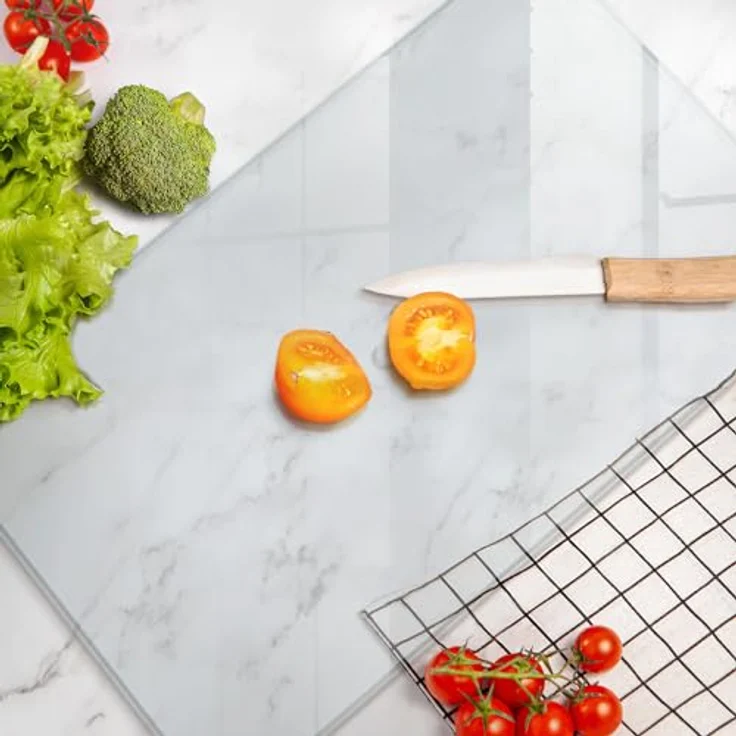 Tulup Schneidebrett Transparent 52x30 cm, Robustes gehärtetes Glas, hygienisch & einfach zu reinigen – Bild 4