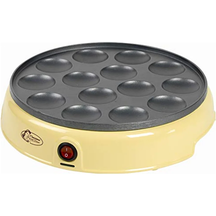 Bestron Poffertjes Gerät im Retro Design, Sweet Dreams, Antihaftbeschichtung, 800 W, Gelb – Bild 3