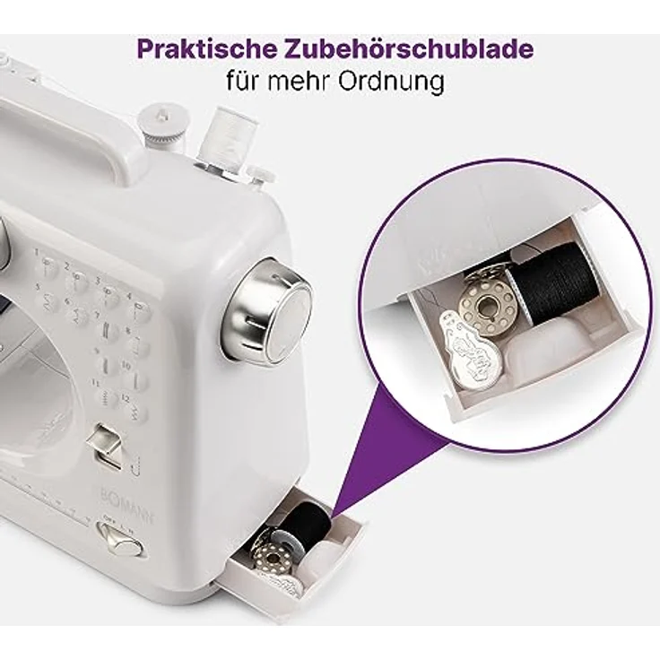 BOMANN Freiarm-Nähmaschine NM 6063 CB, Nähmaschine für Anfänger mit 12 Stichmustern, in Weiß – Bild 6