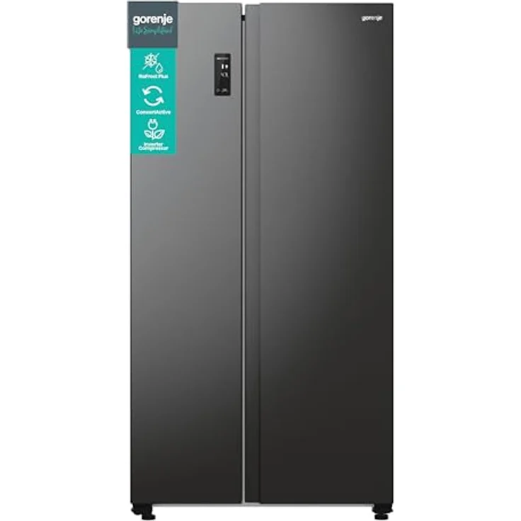 Gorenje NRR 9185 EABXL Side-by-Side-Kühlschrank, freistehend, schwarz, NoFrost, Breite 91 cm, Energieklasse E – Bild 2