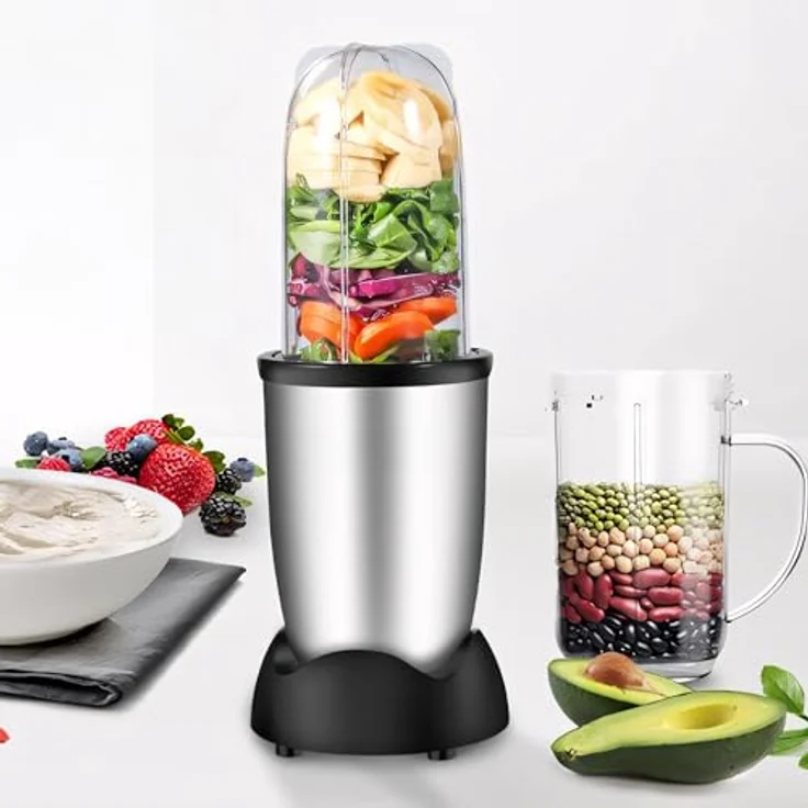 Retoo Standmixer, Blender Elektrisch, Shake, Mixer, 250W, KunststoffFlasche, Spülmaschinenfest, Zwei,Trinkbecher, 470ml,Kunststoff Flasche, Edelstahl – Bild 4