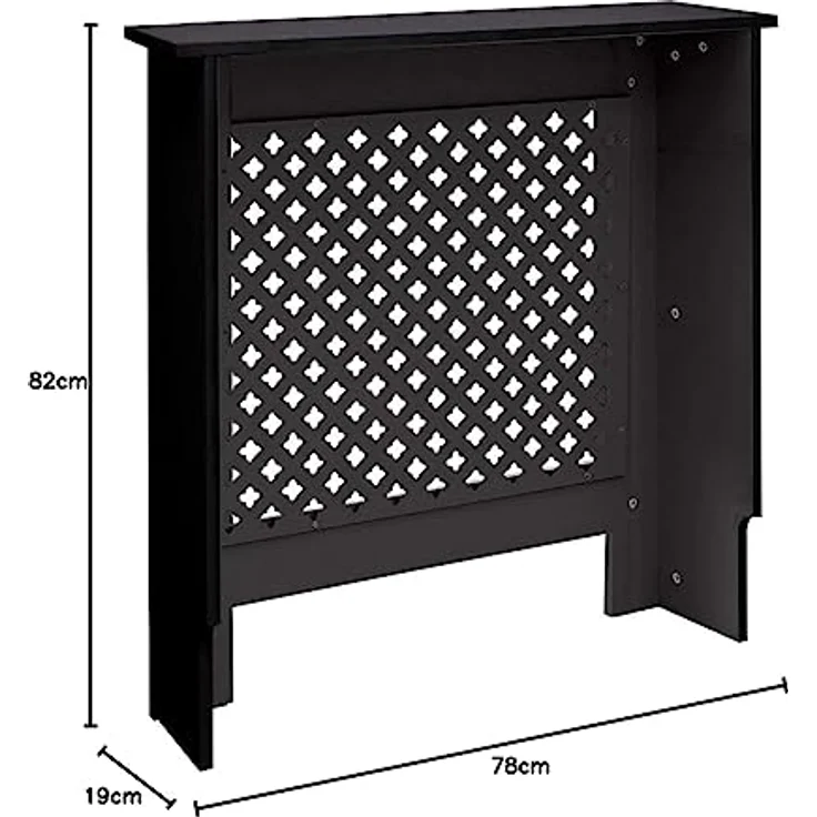 ECD Germany Heizkörperverkleidung Wabenmuster, 78x19x82 cm, Schwarz, MDF, einfach zu montieren – Bild 7