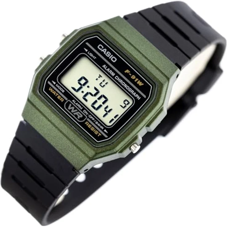 Casio F-91WM-3ACF, Herren Digital Quarz Uhr mit Harz Armband, schwarz – Bild 2