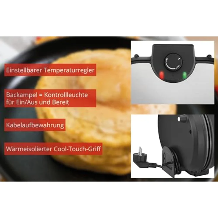 Unold 48165 Pancake-Maker, Ø 13,5 cm, Antihaftbeschichtet, 1000 Watt – Bild 3
