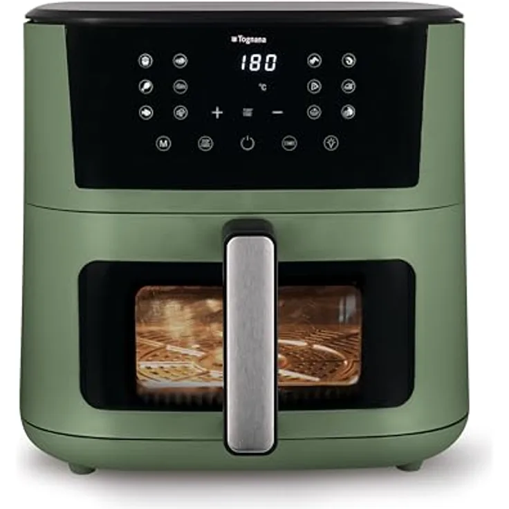 Tognana Iridea Heißluftfritteuse 10L, 2300W, digitale Steuerung mit 12 Programmen, Temperatur 80-200°C, Salbeigrün