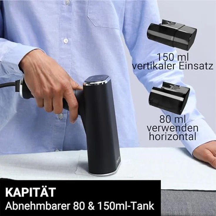 SteamOne James 2, Hand-Dampfglätter mit 2000 Watt, zwei Wassertanks und beheizter Bügelsohle, schwarz – Bild 6