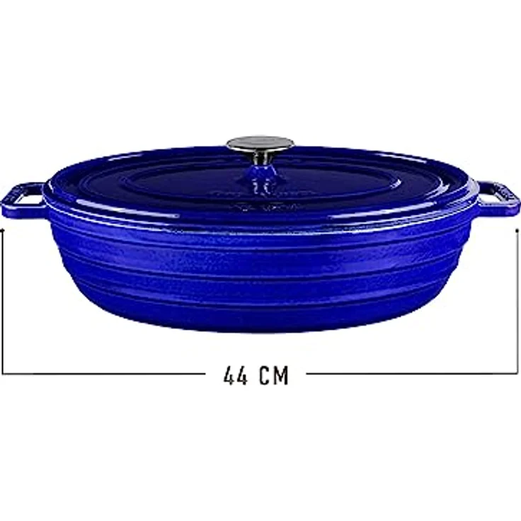 Sallys Gusseisenbräter Alime (Royal Blue Majolika) - Hochwertiges Gusseisenmaterial, vielseitig einsetzbar, geeignet für verschiedene Herdarten – Bild 3