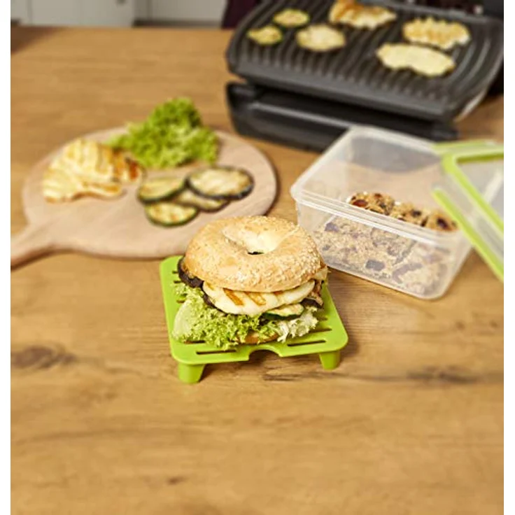 Emsa N1071700 Clip&Go Sandwichbox XL (Fassungsvermögen: 1, 3 Liter, quadratisch, inkl. Gittereinsatz) transparent-hellgrün – Bild 2