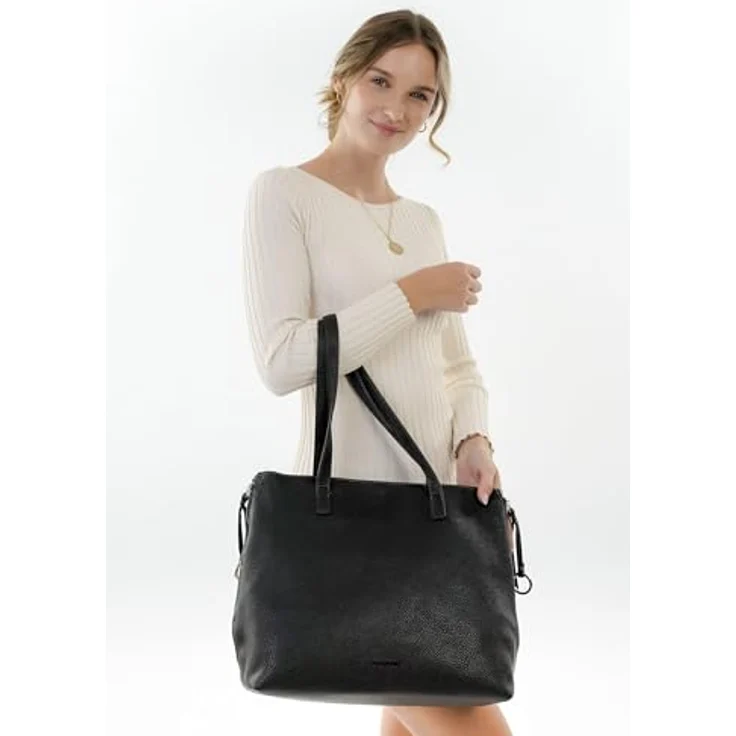 SURI FREY Shopper SFY Debby, uni Design in Weiß mit Druckknopf und Reißverschlussfächern, vegan – Bild 3