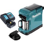 Makita DCM 501 SG Akku Kaffeemaschine 12 V max. / 18 V + 1x Akku 6,0 Ah + Ladegerät, ideal für unterwegs, staubdichte Tasse, BL 1860 B Akku