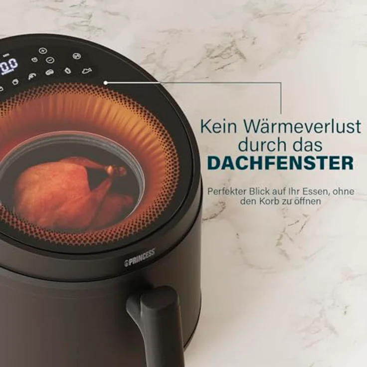 Princess Cyclone Vision Airfryer 5L – Heißluftfritteuse mit Sichtfenster, Antihaftbeschichtung und 8 voreingestellten Kochprogrammen – 1500 W – Bild 4