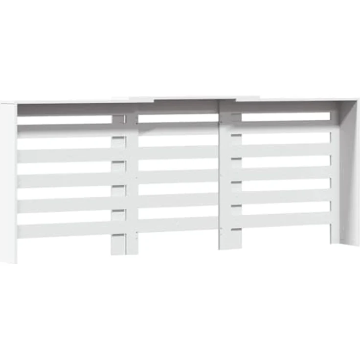 vidaXL Heizkörperverkleidung Weiß, Holzwerkstoff, moderne Latten-Design, 205x21,5x83,5 cm – Bild 9