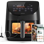 CHEFREE Heißluftfritteuse AF500, 6,5L XL-Kapazität, 8-in-1 Multikocher, Antihaftbeschichtung, Spülmaschinenfest - Transparentes Sichtfenster, Edelstahl 304, LED-Touch-Steuerung