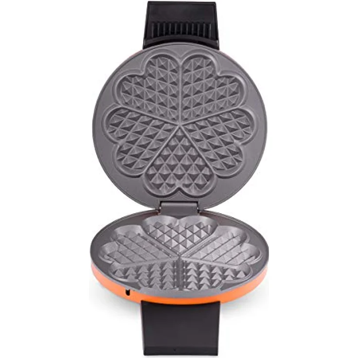 cloer 1627-15 Waffelautomat für klassische Herzchen-Waffeln - 930 W-Waffelgröße 15,5 cm-stufenlos wählbarer Bräunungsgrad, Orange – Bild 5