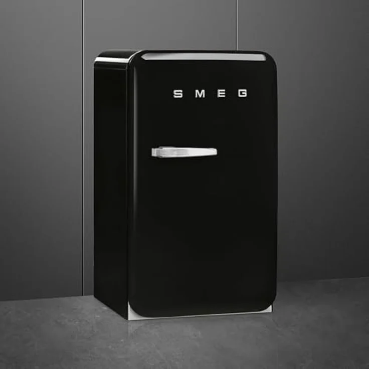 Smeg FAB10HRBL6 Kühlschrank Happy Bar Vintage 135 l, rechts öffnend, statische Kühlung, 2 verstellbare Einlegeböden, Flaschenhalter, LED-Beleuchtung, Höhe 97 cm, Schwarz – Bild 3