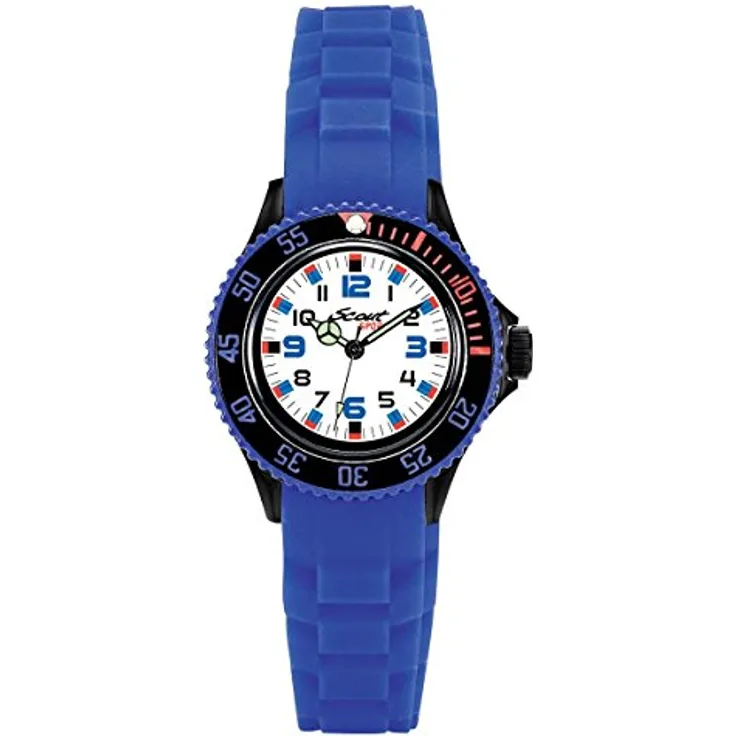 Scout Quarzuhr The Scout 280303019, Kinderuhr mit Silikonarmband, wasserdicht bis 5 Bar, blau-weiß