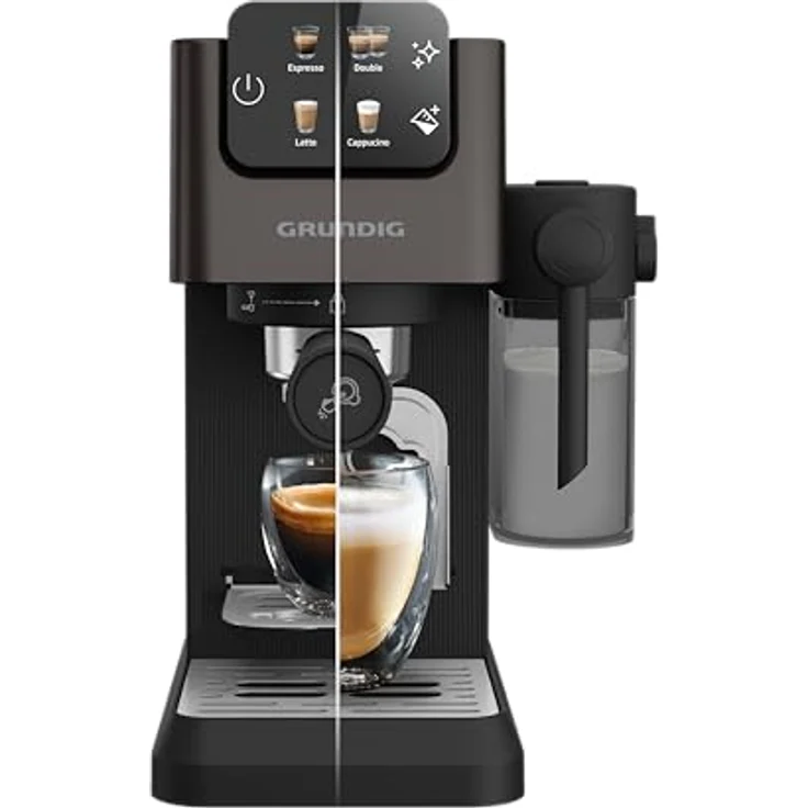 GRUNDIG KSM 6430 Delisia Coffee Series DC5300, Espressomaschine mit Milchschaumeinstellung, 4 Kaffeesorten, 20 bar Brühdruck – Bild 1