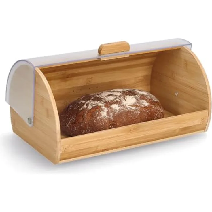 Zeller Present Brotkasten, Bambus/Kunststoff, Brotaufbewahrung, Transparent
