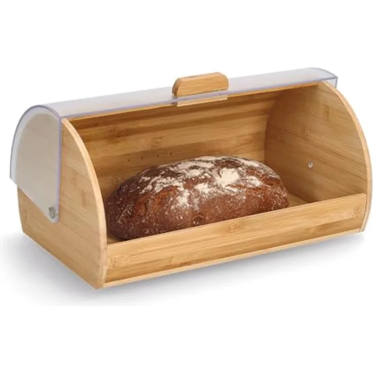 Zeller Present Brotkasten, Bambus/Kunststoff, Brotaufbewahrung, Transparent – Bild 1