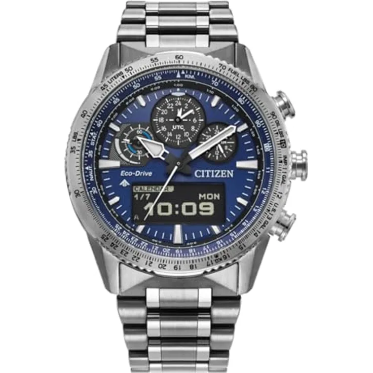 Citizen JV2000-51L Promaster Skyhawk, Edelstahl Solar Herrenuhr mit blauem Zifferblatt, 20 ATM wasserdicht