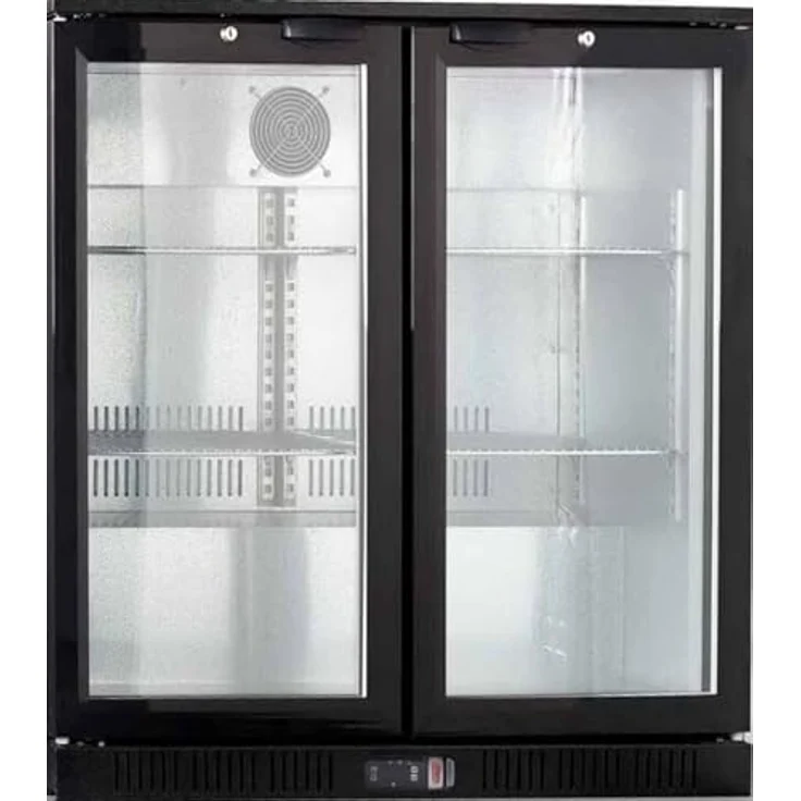 METRO Professional Barkühlschrank GBC3102, 198 L, 2-türig, Luftkühlung, Aluminium/Glas, schwarz, mit Schloss, LED-Beleuchtung – Bild 3