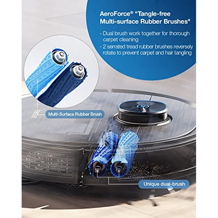 ECOVACS DEEBOT T9 AIVI Saugroboter mit Wischfunktion (3000Pa AIVI Menschen-/Hindernisvermeidung, Verwicklungsfreie AeroForce® Multi-Surface Gummi-Doppelbürste, OZMO Pro) -【Testsieger - Sehr Gut (1,5)】 – Bild 5