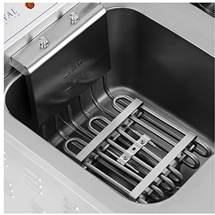 Royal Catering Fritteuse 26 L Doppel Fritöse mit Ablasshahn Kaltzone 400V, 10000 W, Edelstahl – Bild 5