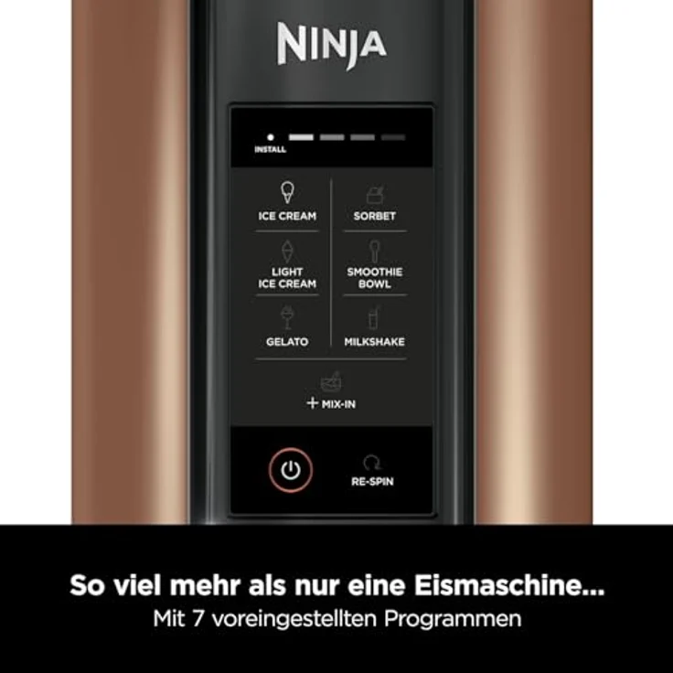 Ninja CREAMi NC300EUCP kupfer Eismaschine 473ml frozen Dessert 3 Behälter mit Deckel, 7 Prog. Eiscreme Gelato Sorbet Smoothie Bowl Milchshakes uvm. – Bild 2