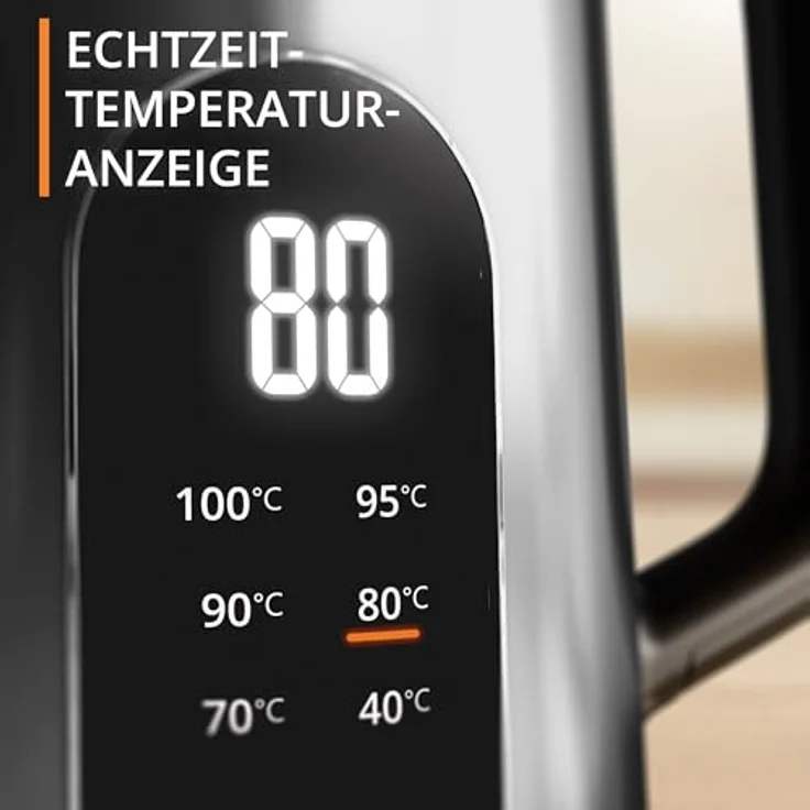 Krups BW871DF0 Wasserkocher, 1,7 Liter, 6 Temperaturen, Echtzeit-Display, Warmhaltefunktion, Edelstahl, Auto-Abschaltung – Bild 3