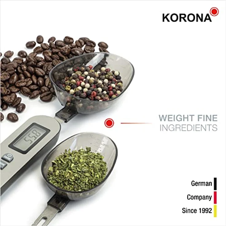 Korona Eva 79500 Löffelwaage, Haushaltswaage, präzise Wiegelöffel, 500 g, Edelstahl, digital, LCD Display, silber – Bild 3