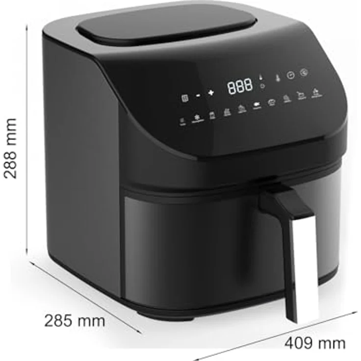 LITTLE BALANCE 8704 Crousty Light XL, Fritteuse ohne Öl, Air Fryer, 10 voreingestellte Programme, 7 Liter für 6 Personen, 1600 W, Schwarz – Bild 2