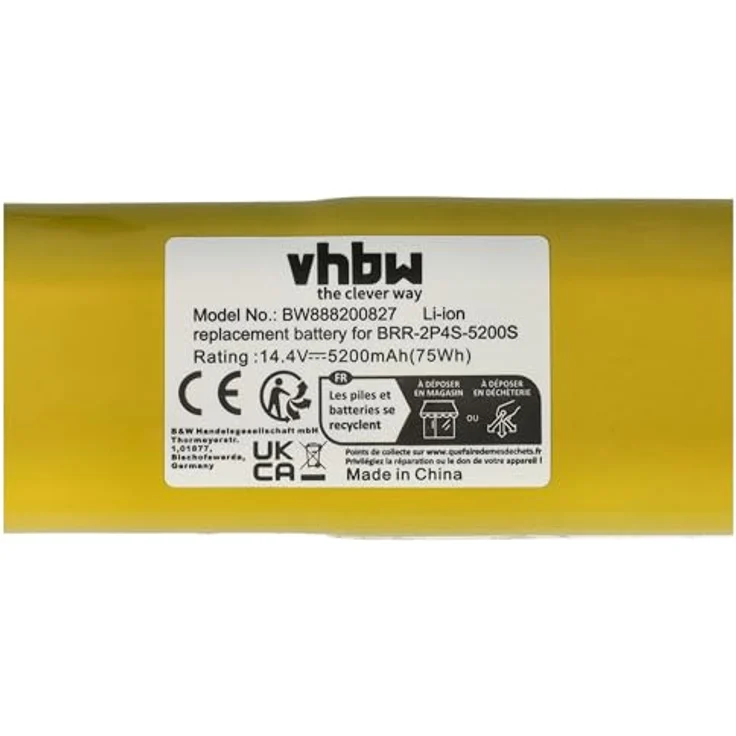 vhbw Akku kompatibel mit Xiaomi Roborock S8 Pro Ultra S8PU52-00, S8 S802-00 S80ULT, 5200 mAh, 14,4 V, Li-Ion, wiederaufladbar – Bild 5