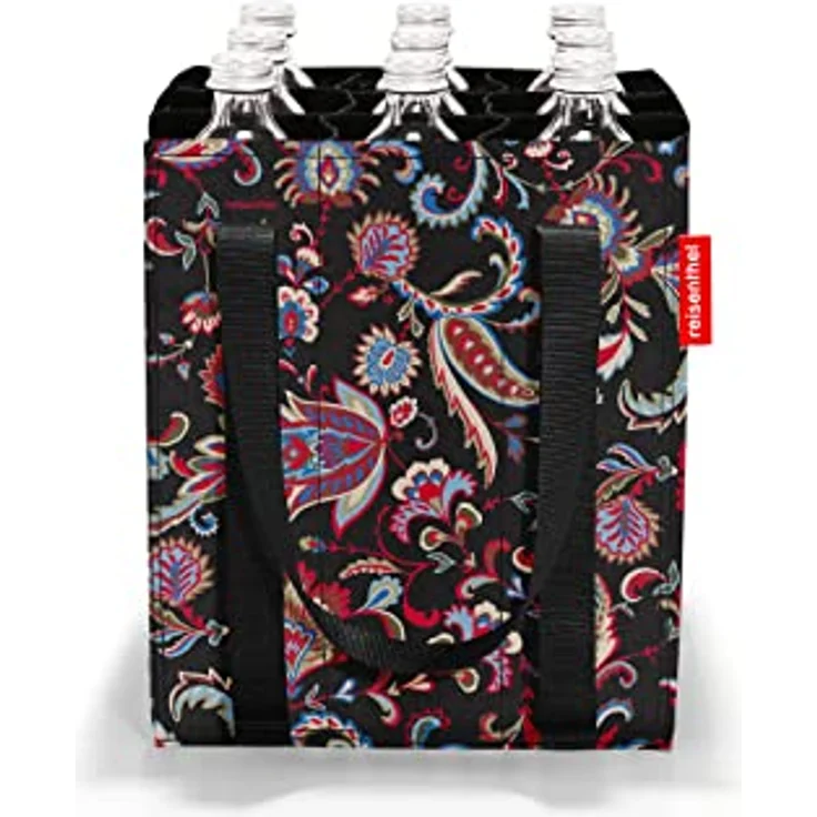 reisenthel bottlebag paisley black, 9 Fächer für 0,75 Liter Flaschen, robustes Material aus 50% recycelten PET-Flaschen, wasserabweisend, mit Tragegurten – Bild 3