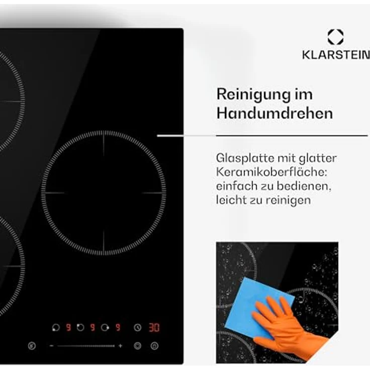 Klarstein Induktions-Kochfeld CP4-KL-DLT-45-Bl, Kochfelder mit Abzugshaube Induktion Hob 3 Zonen, schwarz – Bild 6