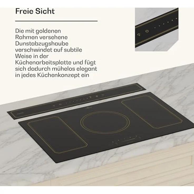 Klarstein Victoria Downdraft Dunstabzugshaube, A++ Energieeffizienz, 714 m³/h Luftdurchsatz, flüsterleise 52 dB, Touchscreen-Steuerung, spülmaschinengeeignete Filter, LED-Beleuchtung, Schwarz – Bild 5