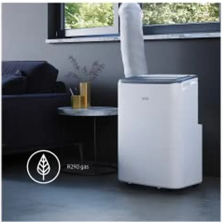 AEG Chillflex Pro AXP26U338CW mobiles Klimagerät (LED Display, Touch-Buttons, Fernbedienung, 30-40 m², Kühlfunktion, Ventilator, Entfeuchtungsfunktion, Automatik, weiß-silber-schwarz) – Bild 3
