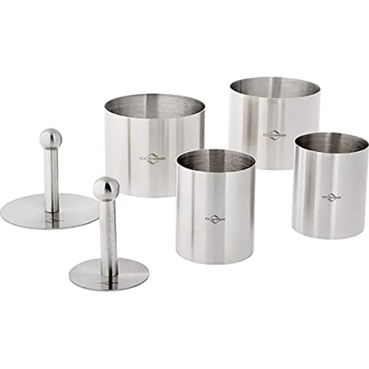 Küchenprofi Dessert- und Speisenringe 6-teilig , Ø 7,5 cm, Ø 5 cm , Anrichteringe , Speiseringe Set , Anrichten von Speisen , Dessert Ringe , Törtchen Formen , Dessert Formen