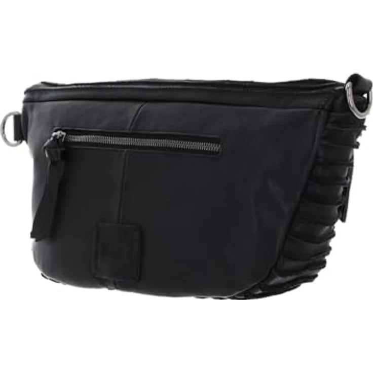 FredsBruder Riffel Umhängetasche, Lederhandtasche 35 cm mit Reißverschluss, Schwarz – Bild 4