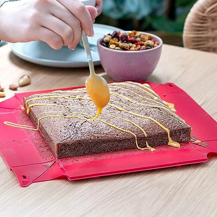 coox WUNDERFORM Frame SQ, faltbare Silikon Kastenform in Rot, 2,2 Liter Volumen, antihaftbeschichtet, spülmaschinenfest, für Kuchen, Brot und Aufläufe – Bild 5