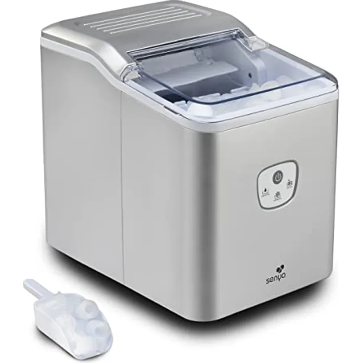 Senya SYCP-IM002, Eiswürfelmaschine aus Kunststoff, 12 kg/24 Stunden, 1,6 l Behälter, leise, silber