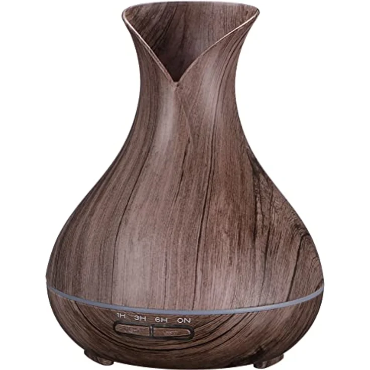 SIXTOL Vulcan Aroma Diffusor graues Holz 350ml | Ultraschall-Luftbefeuchter | Zur Luftbefeuchtung und Durchduftung von Zuhause, Schlafzimmer, Büro | Aromatherapie | Für ätherische Öle – Bild 1