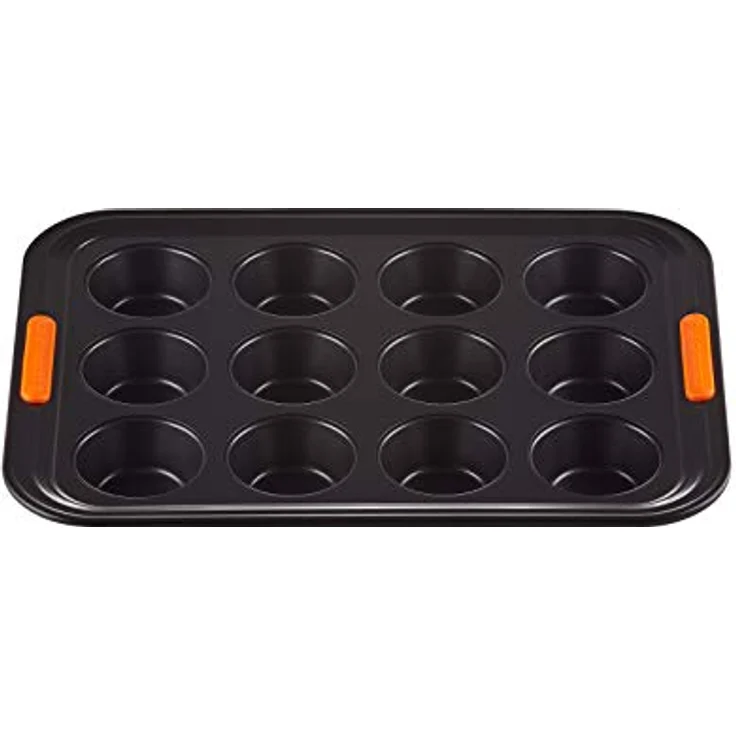Le Creuset Antihaft Muffinform, Für 12 Stück (Ø 7 cm), PFOA-frei, Sauerteigbeständig, Aus Karbonstahl gefertigt, Anthrazit-Orange – Bild 3