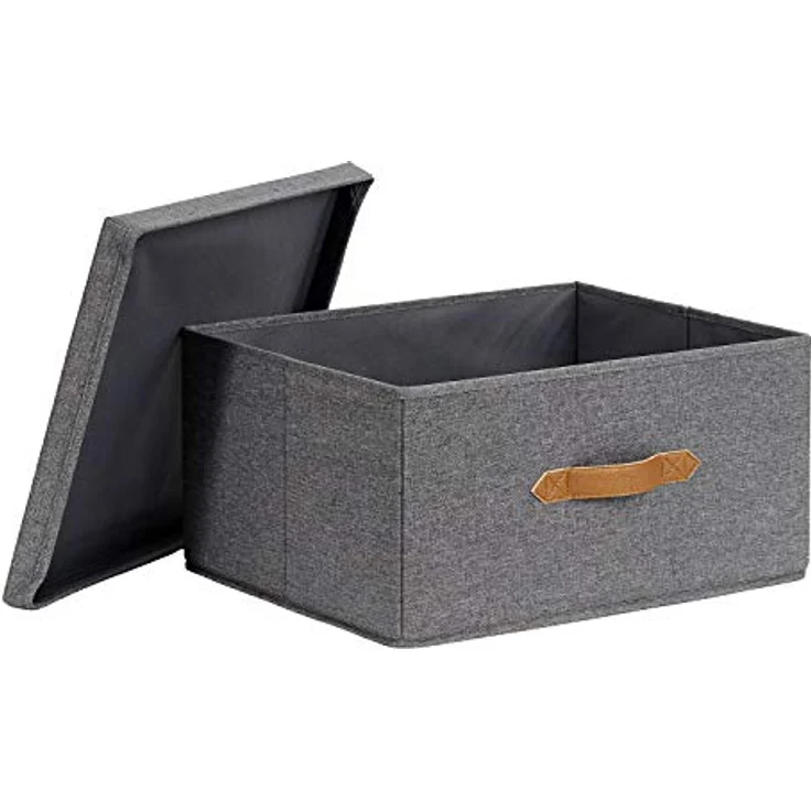 LOVE IT STORE IT Premium Aufbewahrungsbox mit Deckel - Aus hochwertigem Stoff - Extra groß und stabil - Grau - 43x33x21 cm – Bild 2