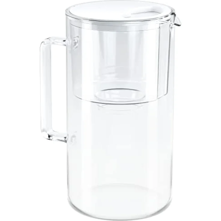 Wessper Wasserfilterkanne Aus Glas 2.5 L Kompatibel Mit Brita Classic -wasserfilterkartuschen | Inklusive 1 Wasserfilter-kartusche, Reduziert Kalk Und Chlor, Weiß – Bild 3