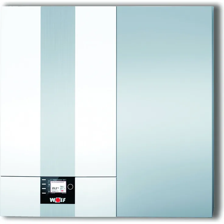 Wolf Gasbrennwert-Zentrale CGW-2-24/140L, Heizgerät mit Edelstahl-Warmwasser-Wärmetauscher, 140 L Schichtenspeicher, hohe Energieeffizienz, modulare Bauweise, weiß RAL 9016