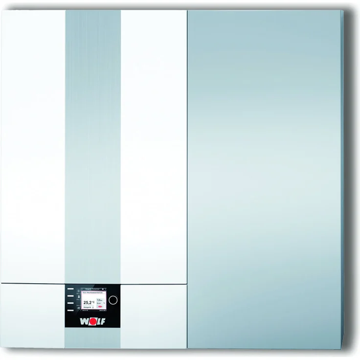 Wolf Gasbrennwert-Zentrale CGW-2-24/140L, Heizgerät mit Edelstahl-Warmwasser-Wärmetauscher, 140 L Schichtenspeicher, hohe Energieeffizienz, modulare Bauweise, weiß RAL 9016